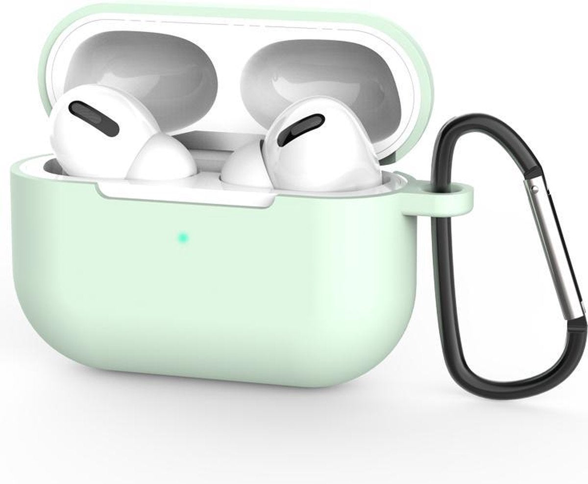 Beschermhoes met riemclip voor Apple Airpods Pro - Licht Groen - Siliconen case geschikt voor Apple Airpods Pro
