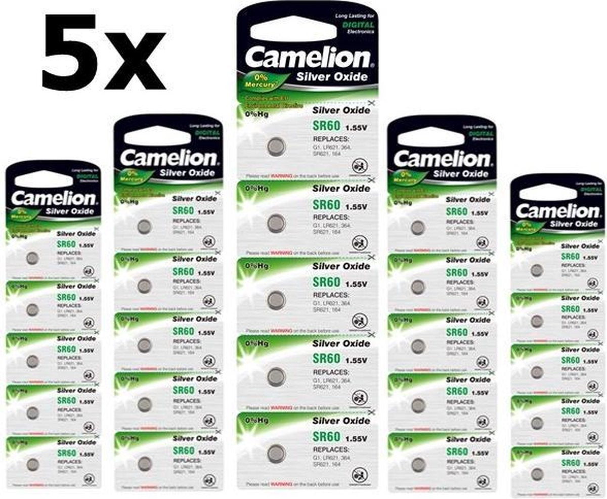 25 Stuks (5 Blisters a 5st) - Camelion Silver Oxide SR60 /364 1.55V knoopcel batterij