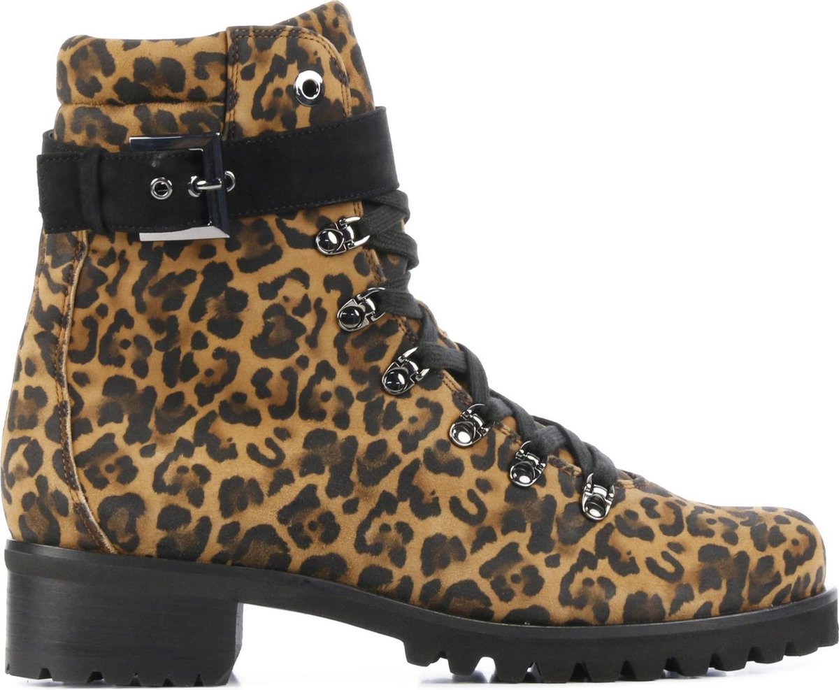 Hassia Vrouwen Suède Panterprint Veterboots / Laarzen / Damesschoenen 8-302085 - Diversen - maat 37.5
