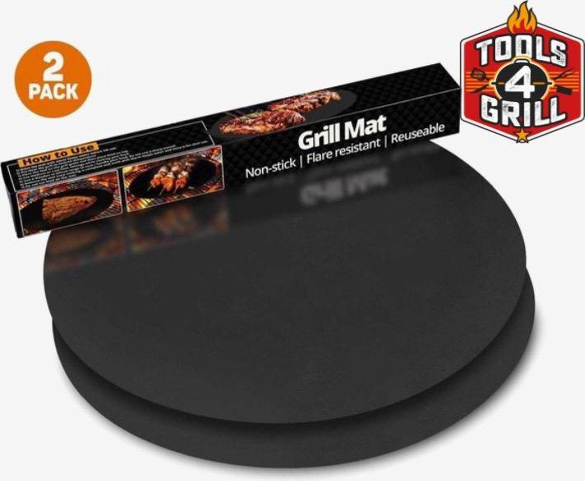 Tools4grill 2 stuks Anti-aanbakfolie - bakvel rond - Herbruikbaar - BBQ - Ø 32 Cm