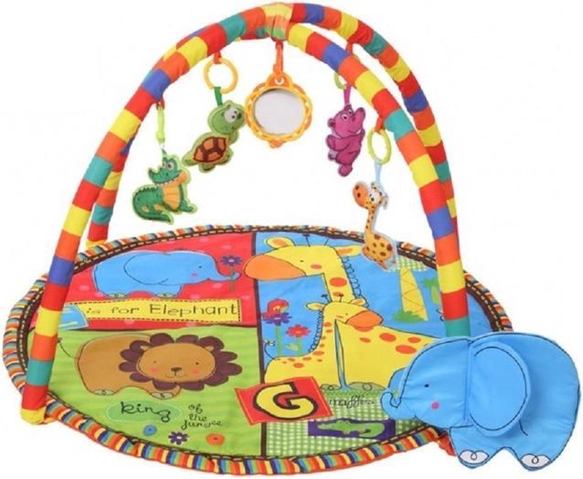 Baby speelkleed/babygym gekleurd met knisperdoekje voor jongens/meisjes  - Babyspeelgoed - Speelkleden - Babygym - Gekleurd speelkleed met spiegel en knuffeltjes