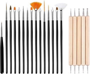GUAPÀ - Nail Art Set Penselen Zwart met Houten Dotting Tools - High Quality