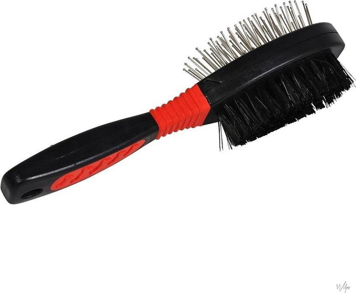 Pet Comfort Dierenborstel 2 in 1 - Rood / Zwart - Kunststof