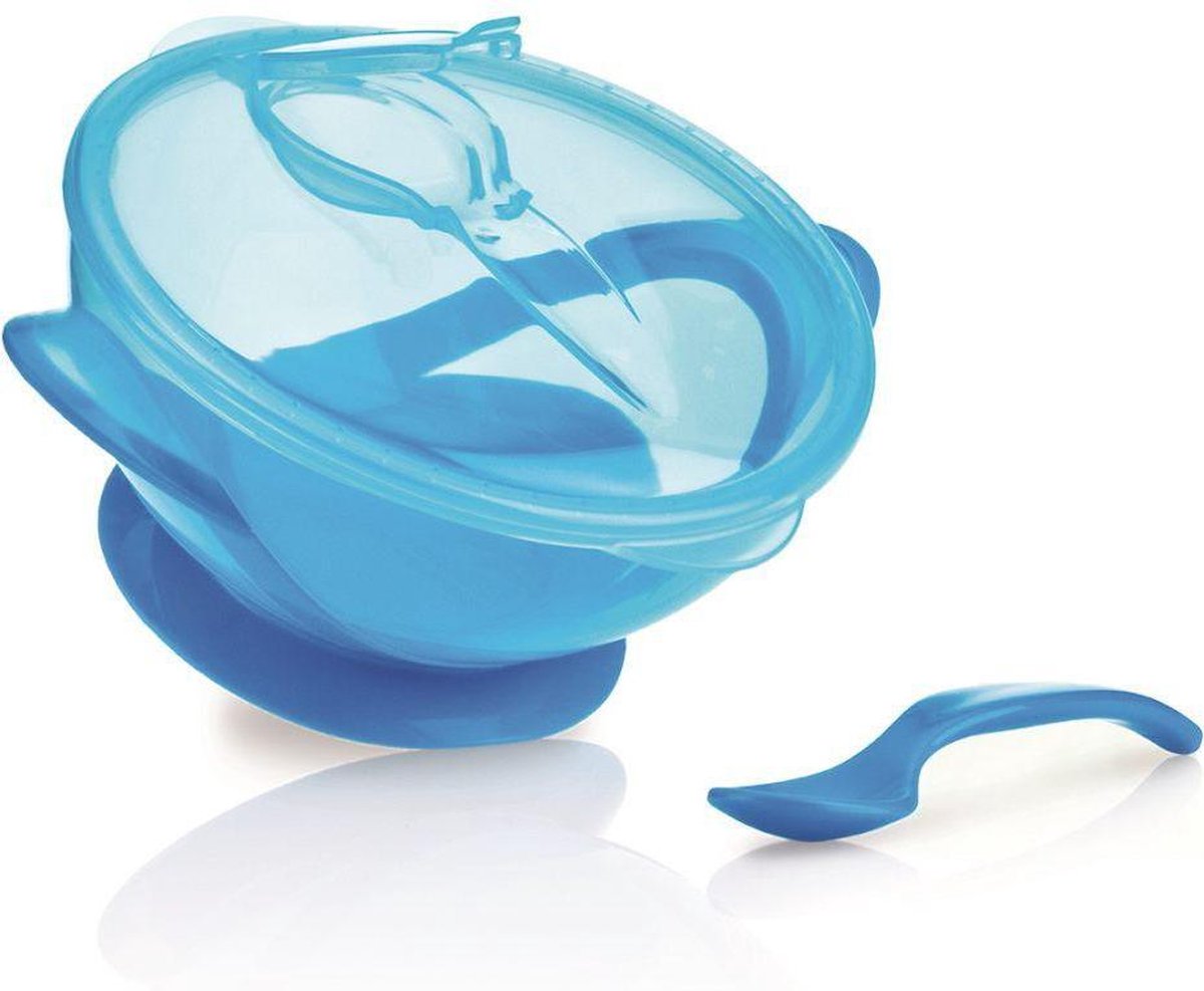 Nûby - Blauwe eetkom voor baby's met zuigring