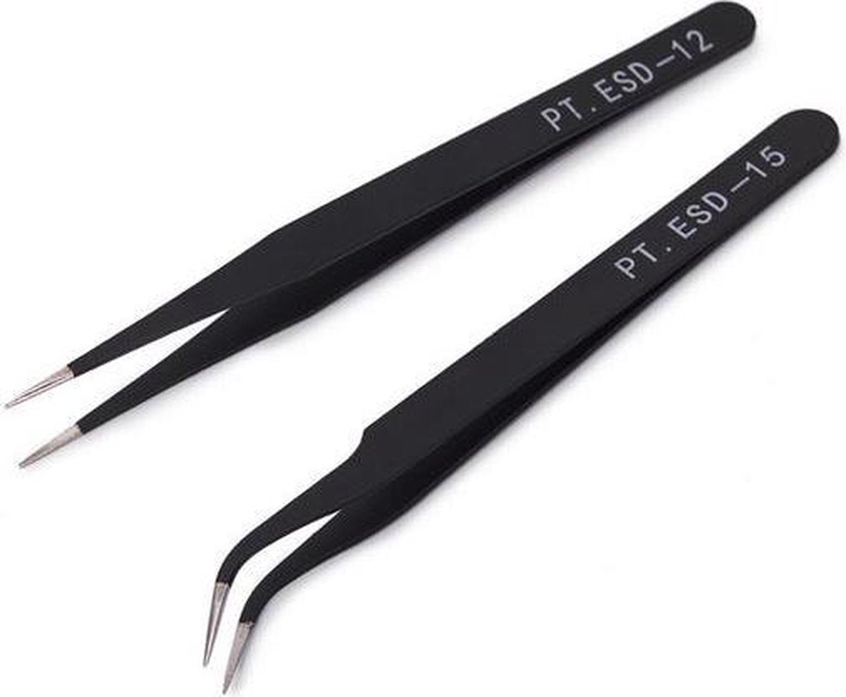 2 stuks RVS nail art pincetten
