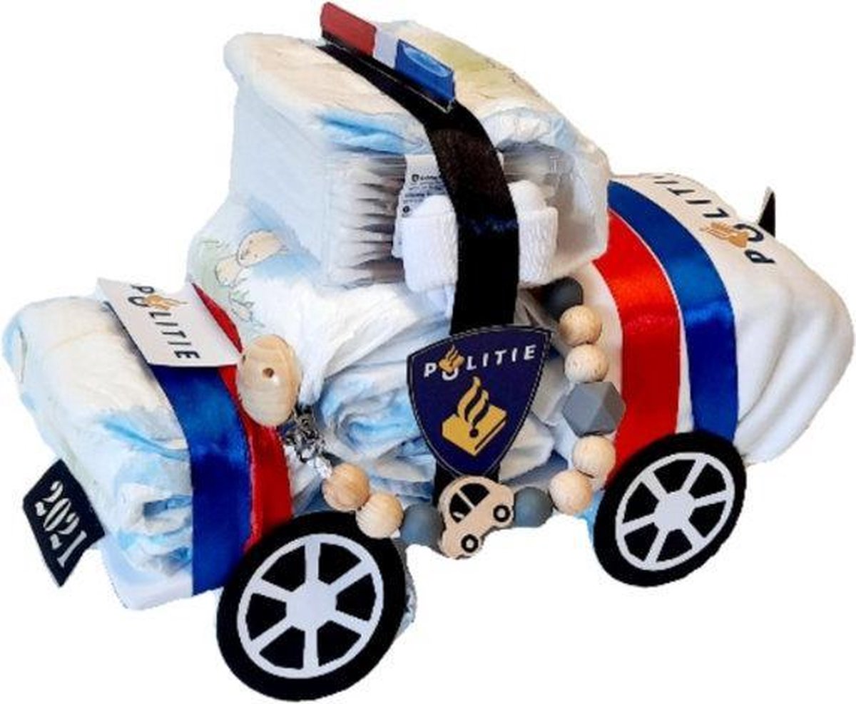 Luiertaart Politie auto - Met gratis kaartje