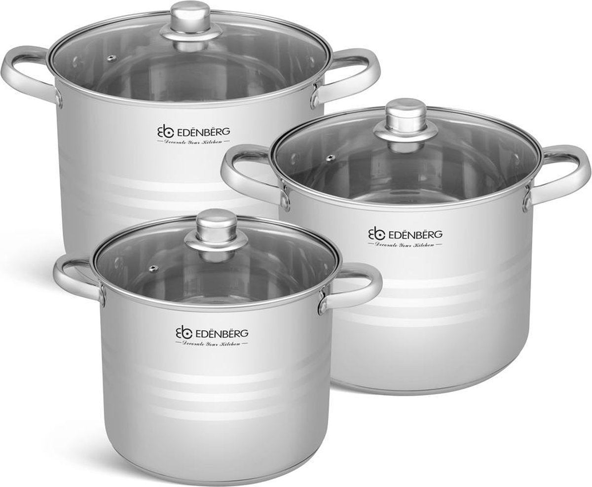Edënbërg Classic Line - Luxe Pannenset - RVS - 6 delig - Sandwichbodem