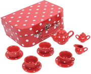 Bigjigs - Theeservies - Rood met witte stippen - Polka Dot - Porselein