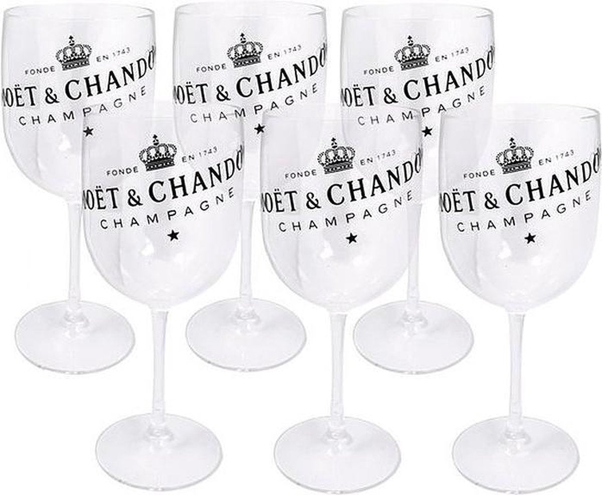 Moët & Chandon Transparant Acryl Champagne Glas - 6 stuks