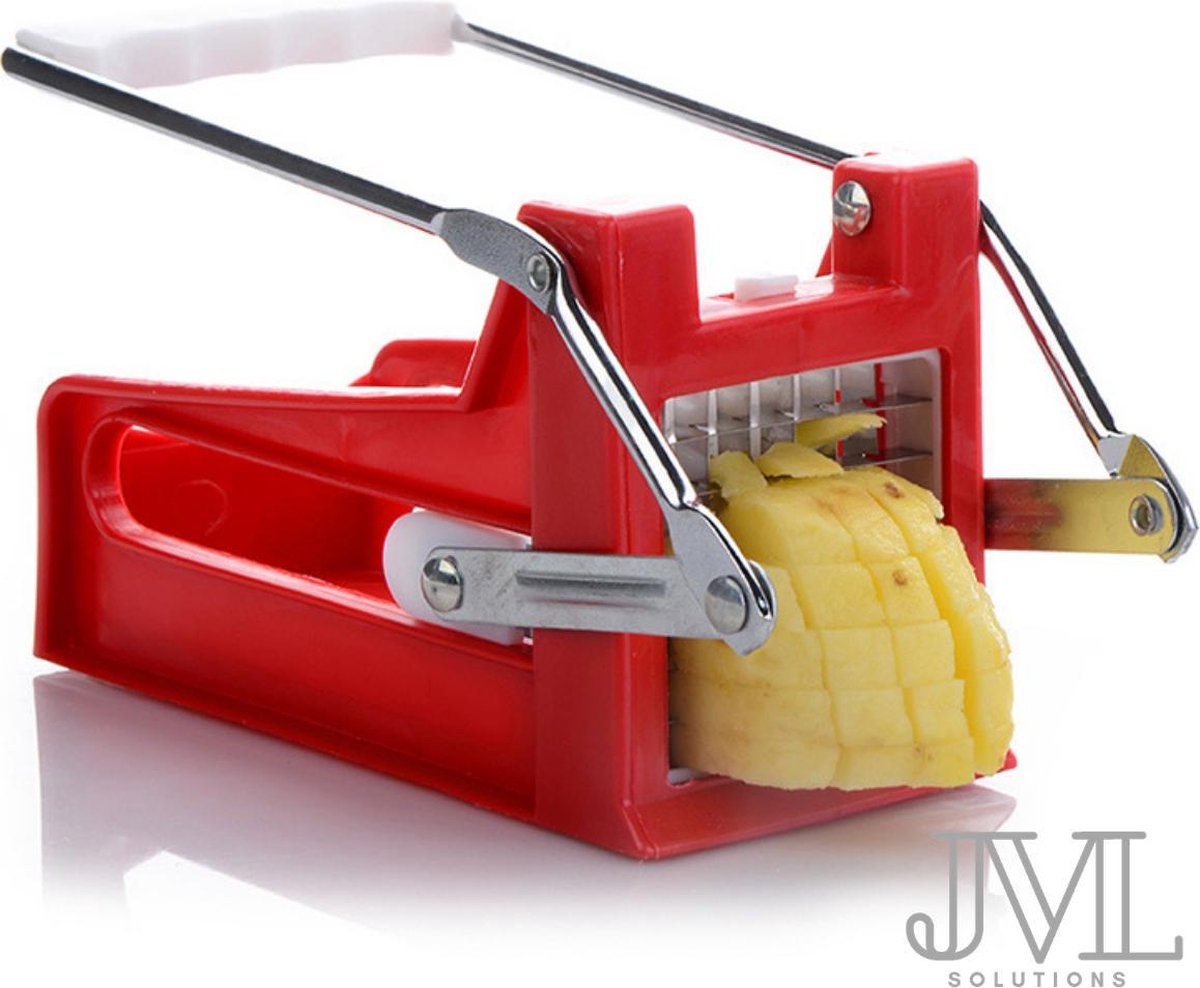 JML Premium Frietsnijder RVS - Patatsnijder Rood - Patat - Friet - Snijder - Patatsnijder - Aardappel snijder - Groente snijder - Mandoline - Keuken Franse Patat Friet Aardappel Snijder Slicer Cutter - Fritessnijder - Frites