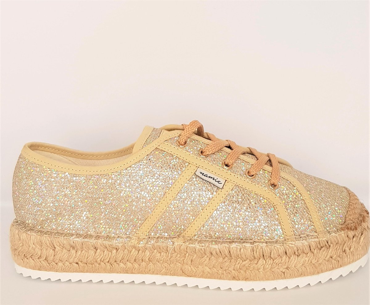 Espadrilles goud glitter mt 41