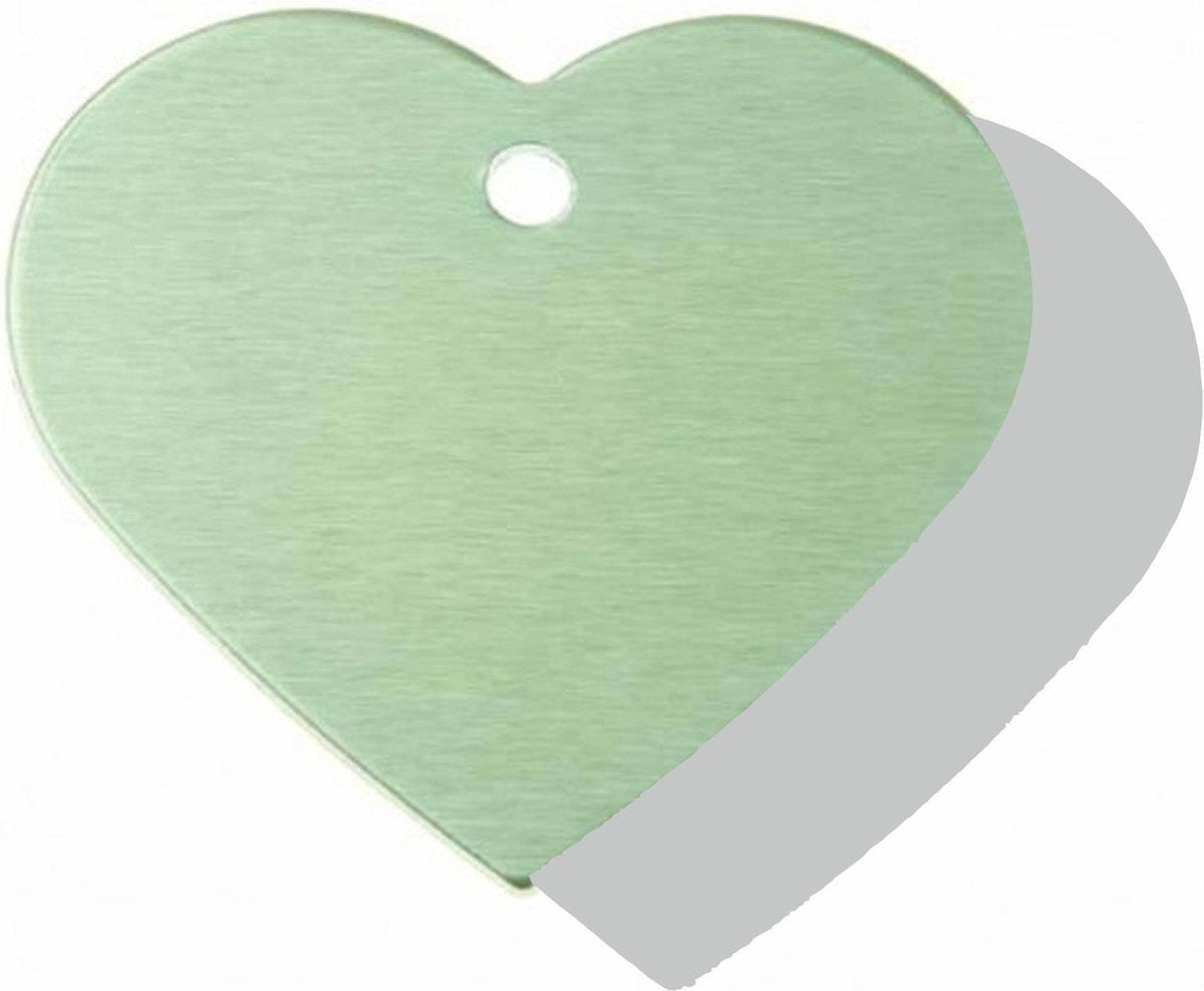 Hondenpenning Hart Groot groen | 2 zijden graveren | 38x32 mm | Anod.Alu.