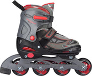 Nijdam Inlineskates Junior Verstelbaar - Semi-Softboot - Thunder - Rood/Grijs/Zwart - 27-30