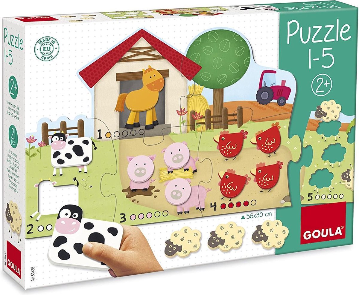 Boerderij houten puzzel leren tellen
