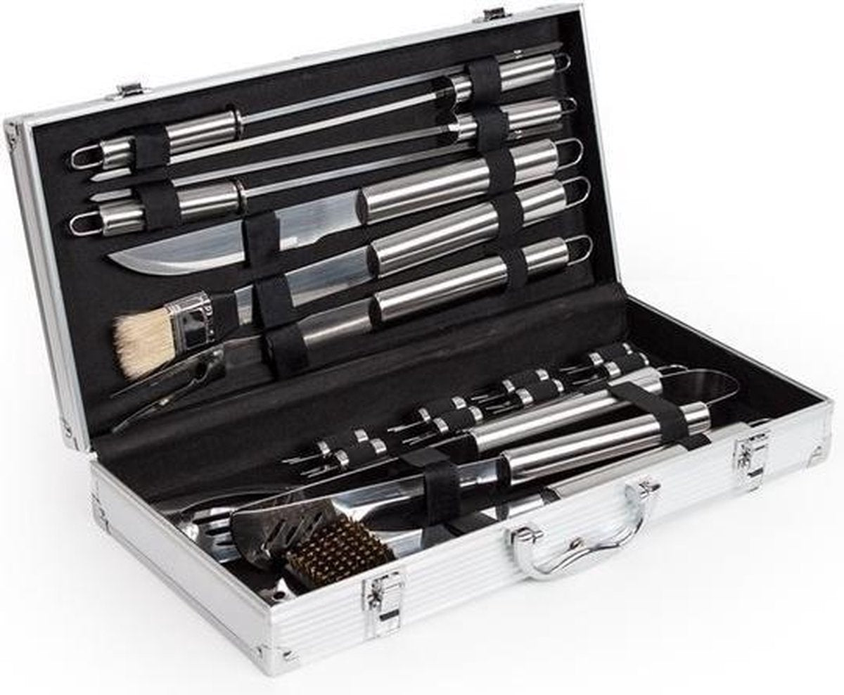 Tectake Luxe BBQ barbecuegereedschapset - 18-delig