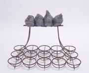 kippen op stok eierrekje voor de kerst dagen/ pasen (paasdagen) - ijzer met polystone