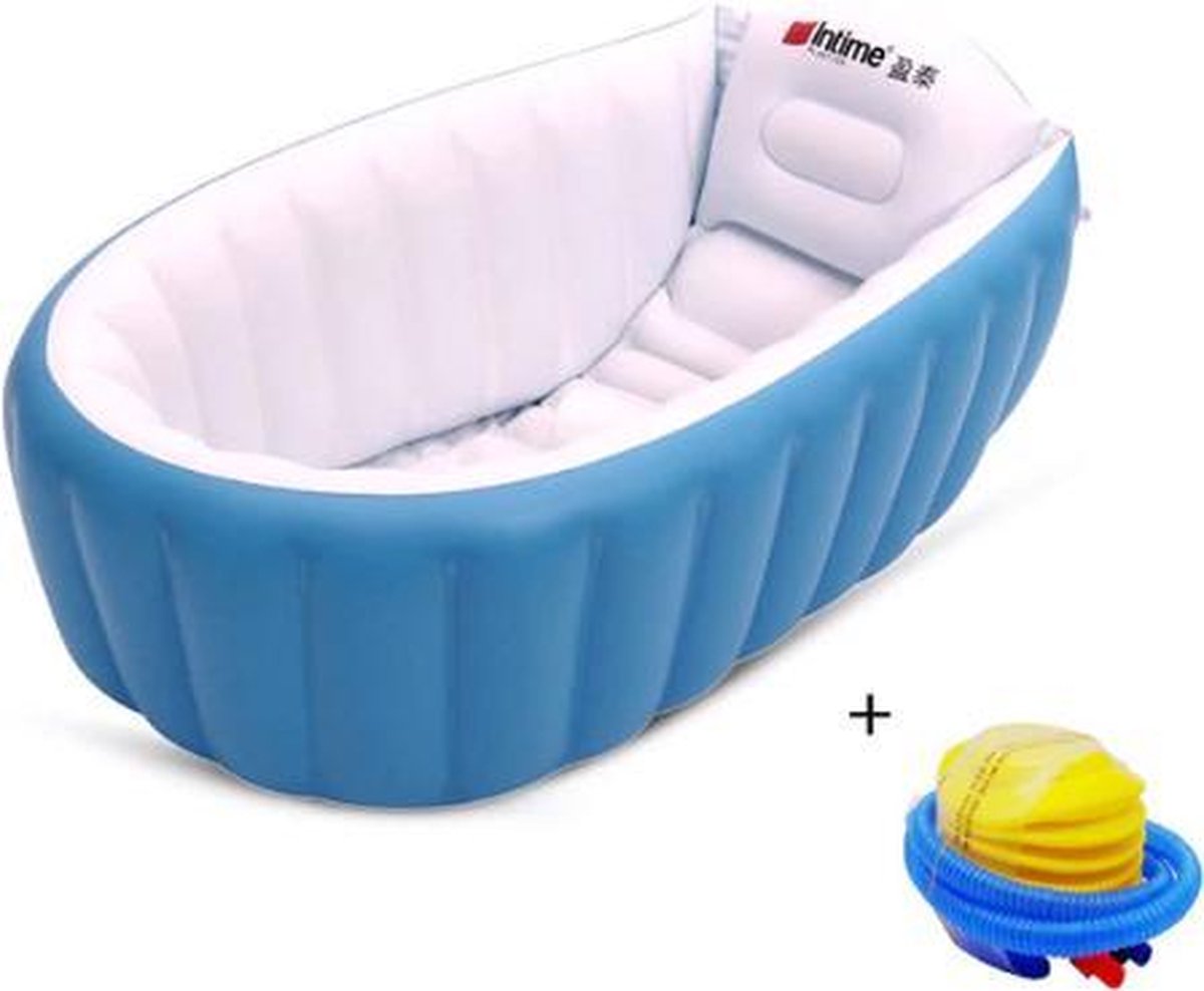 WiseGoods - Babybadje - Opblaasbaar Badje - Opvouwbaar Bad - Kinderbadje - Inclusief Luchtpomp - Blauw