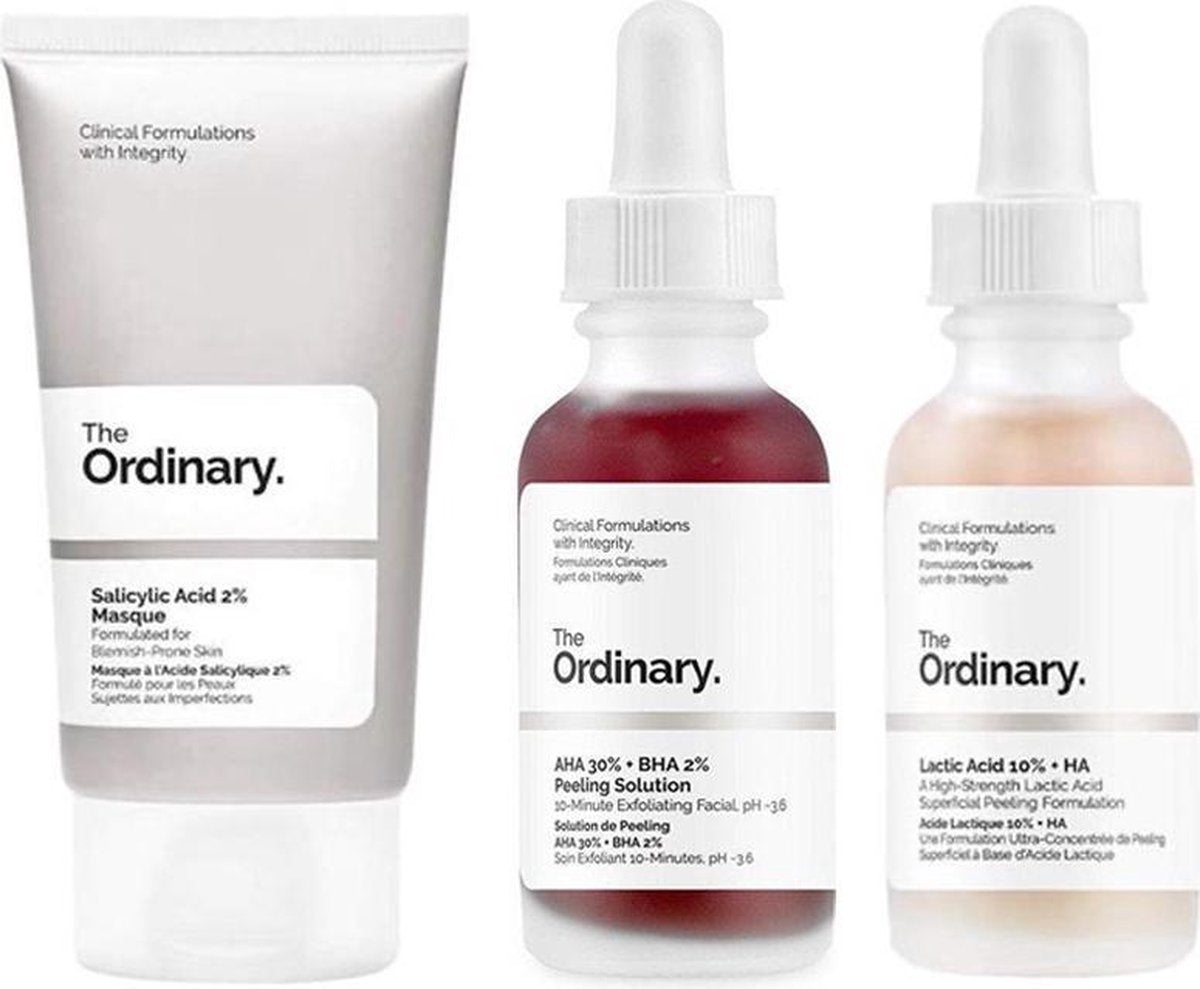 f - Tripple set - The Ordinary Face Exfoliator Set! AHA 30% + Bha 2% Peeling Solution Help Fight Visible Blemishes! Lactic Acid 10% + Ha Tegen onzuiverheden - Egale huid - Gezichts peeling - Gezichtsserum