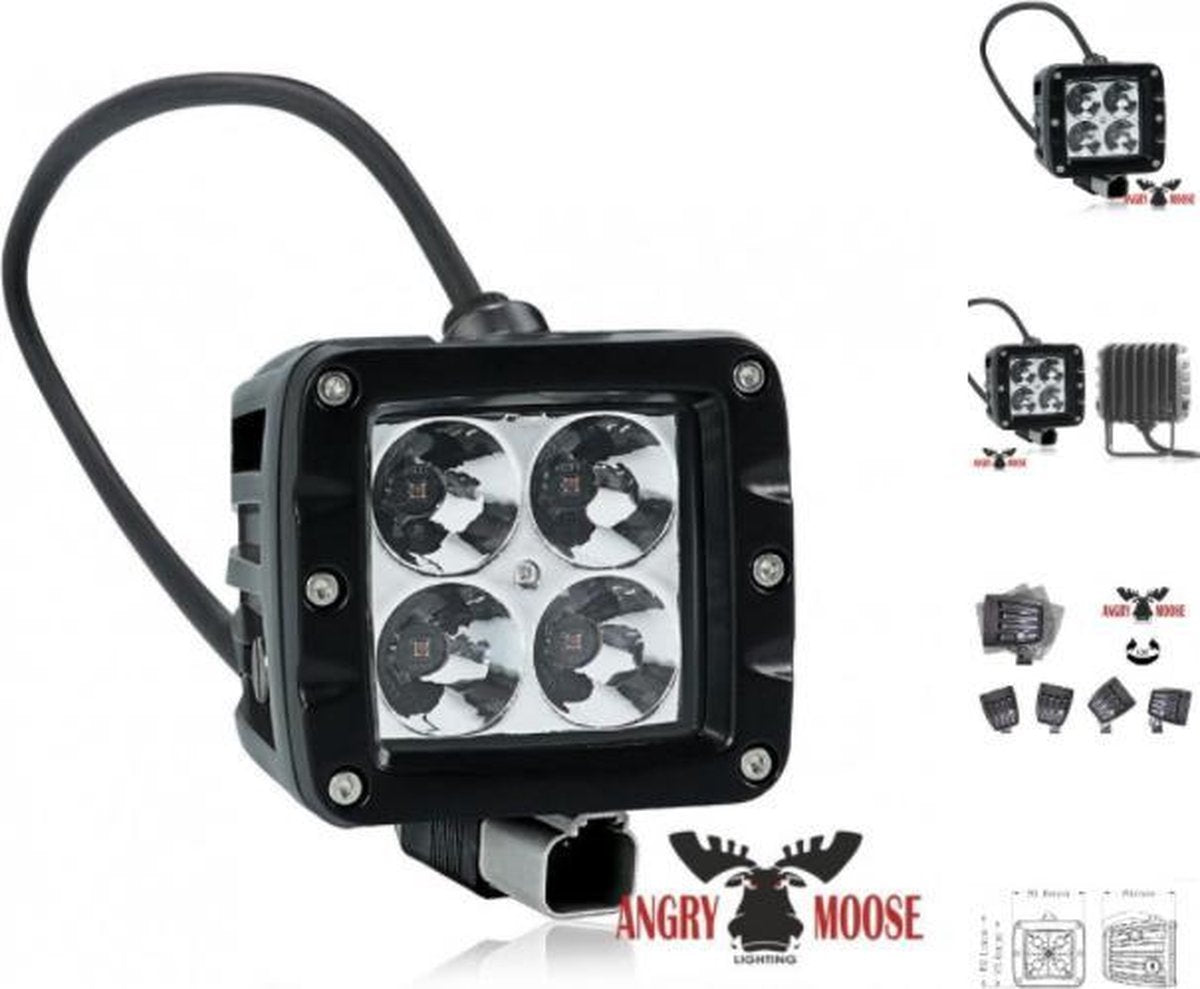 AngryMoose DOUBLE 10  2'' spot - LED lampen - verstraler - zwart - 9-32 volt