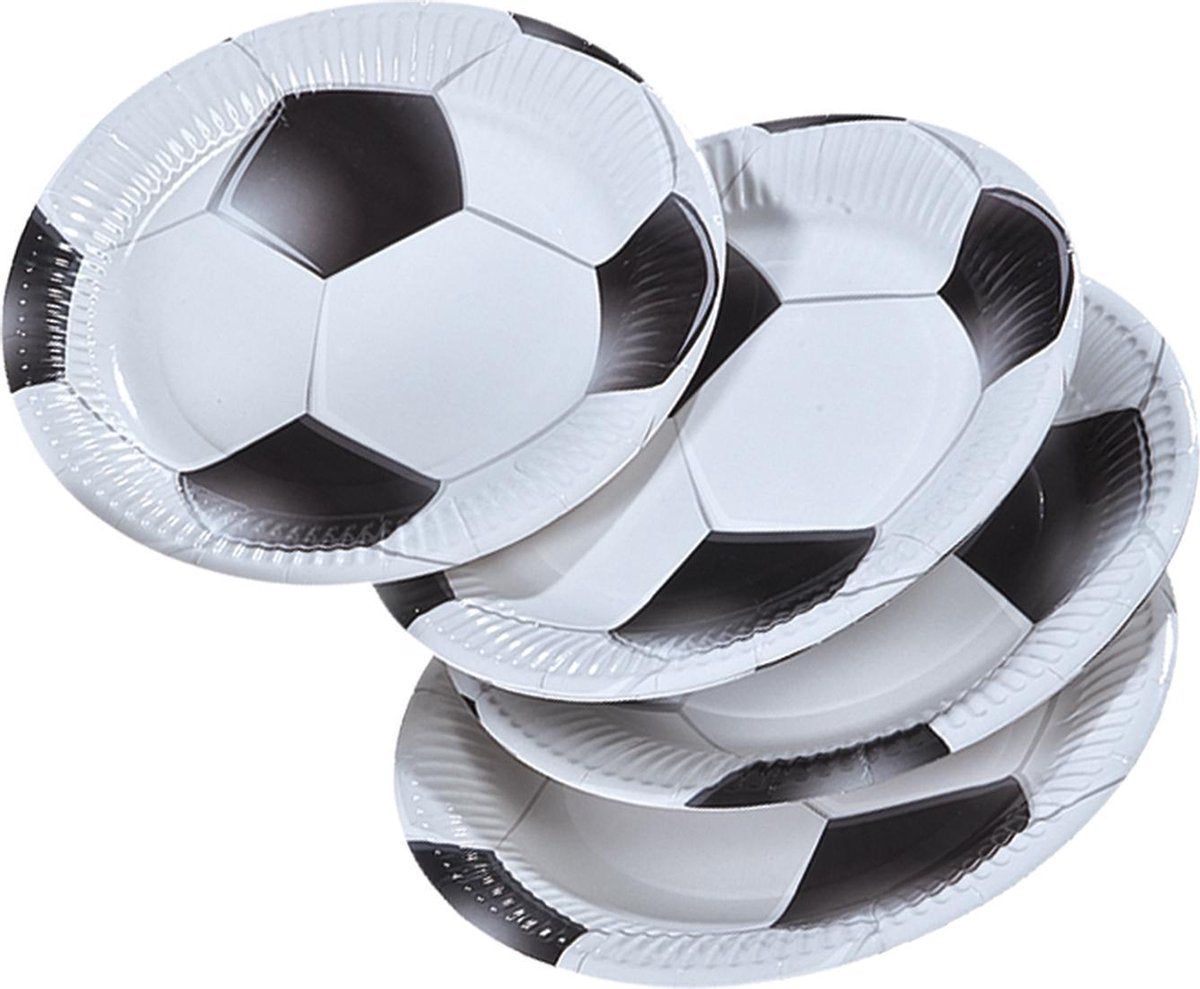 Tib Feestbordjes Voetbal Junior 23 Cm Karton Wit/zwart 8 Stuks