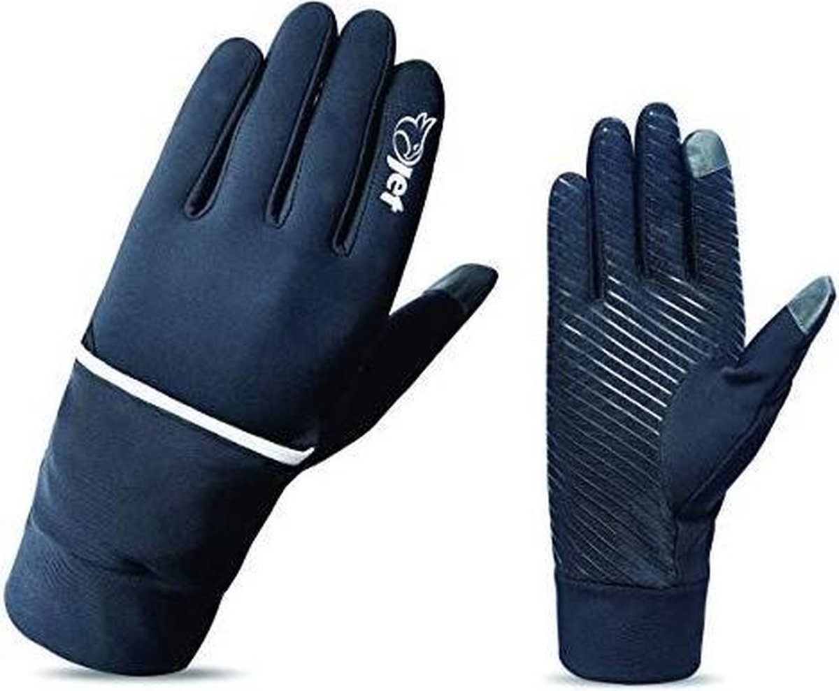 JET Hybrid Running Outdoor Commuting Cycling Gloves Light Weight Mitt Fleece Lined Wind Stop (Black