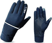 JET Hybrid Running Outdoor Commuting Cycling Gloves Light Weight Mitt Fleece Lined Wind Stop (Black