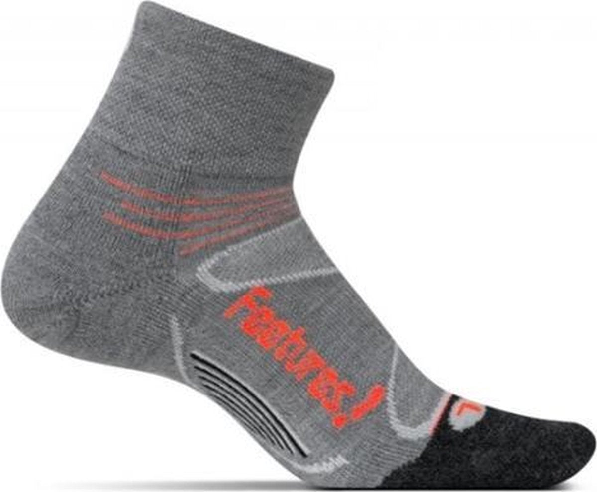 Feetures Elite Merino+ Cushion quarter - Hardloopsokken - Sportsokken - Grijs/Zwart - S