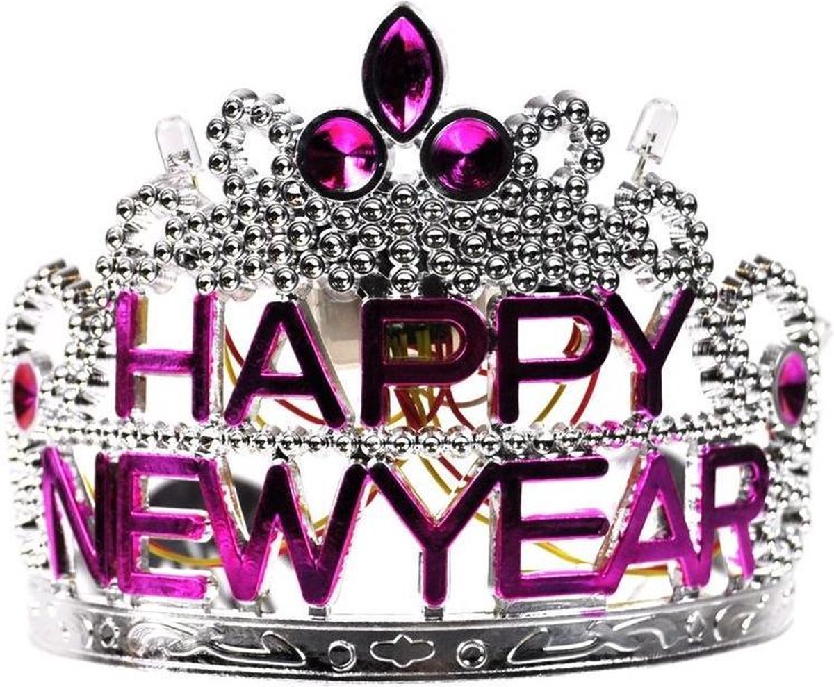 10 stuks kroontjes Happy New Year met verlichting