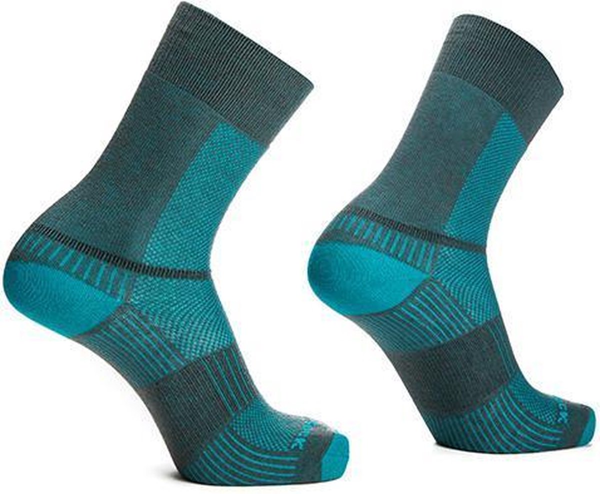 Wrightsock Coolmesh Crew - Licht Grijs/Turqoise - 34-37