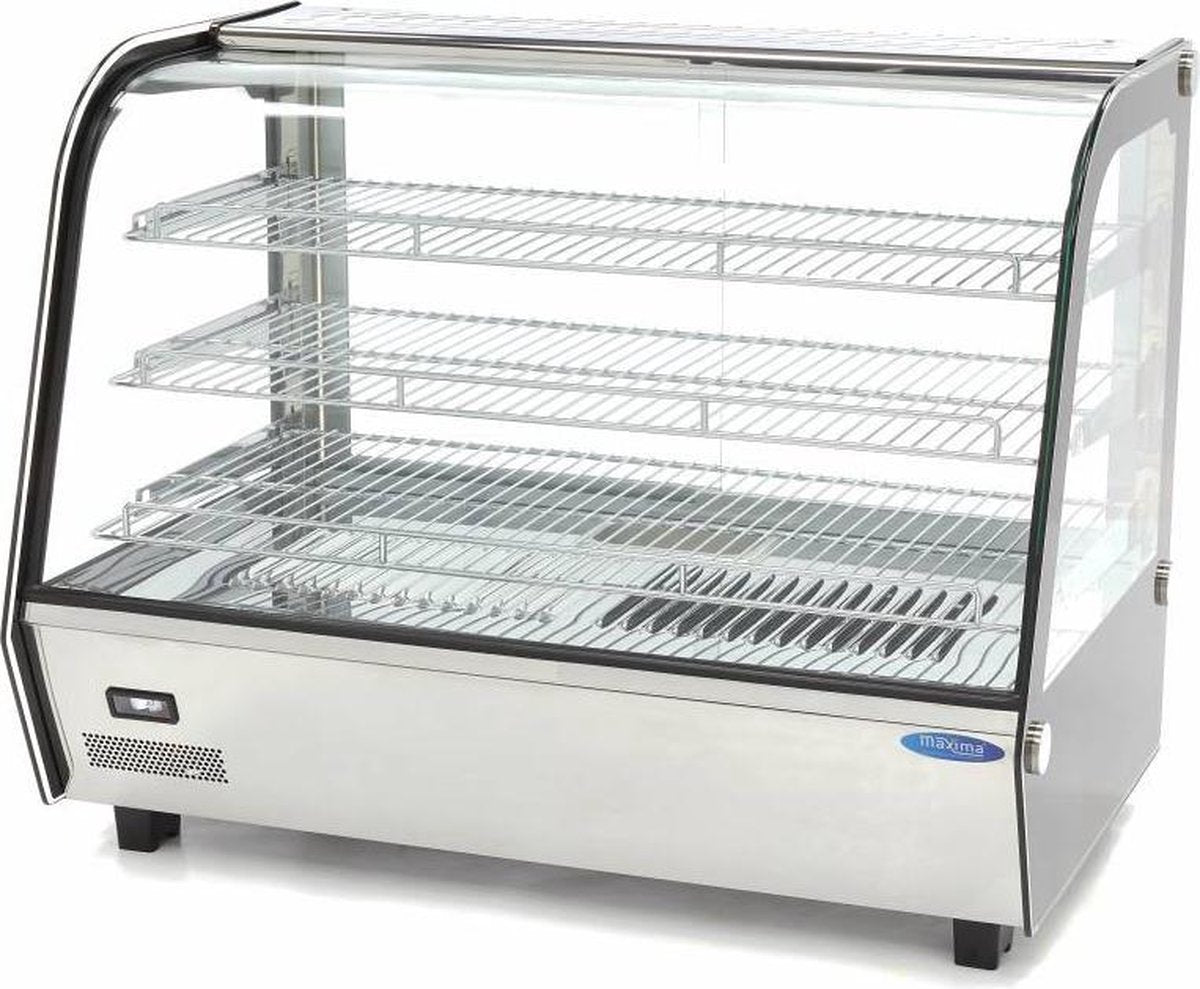 Warmhoudvitrine 160 Liter - 3 Etages - 86 cm - RVS - Temperatuur 30 tot 90 Graden - met 3 Roosters - Schuifdeuren - Horeca Warmhoudkast - Maxima