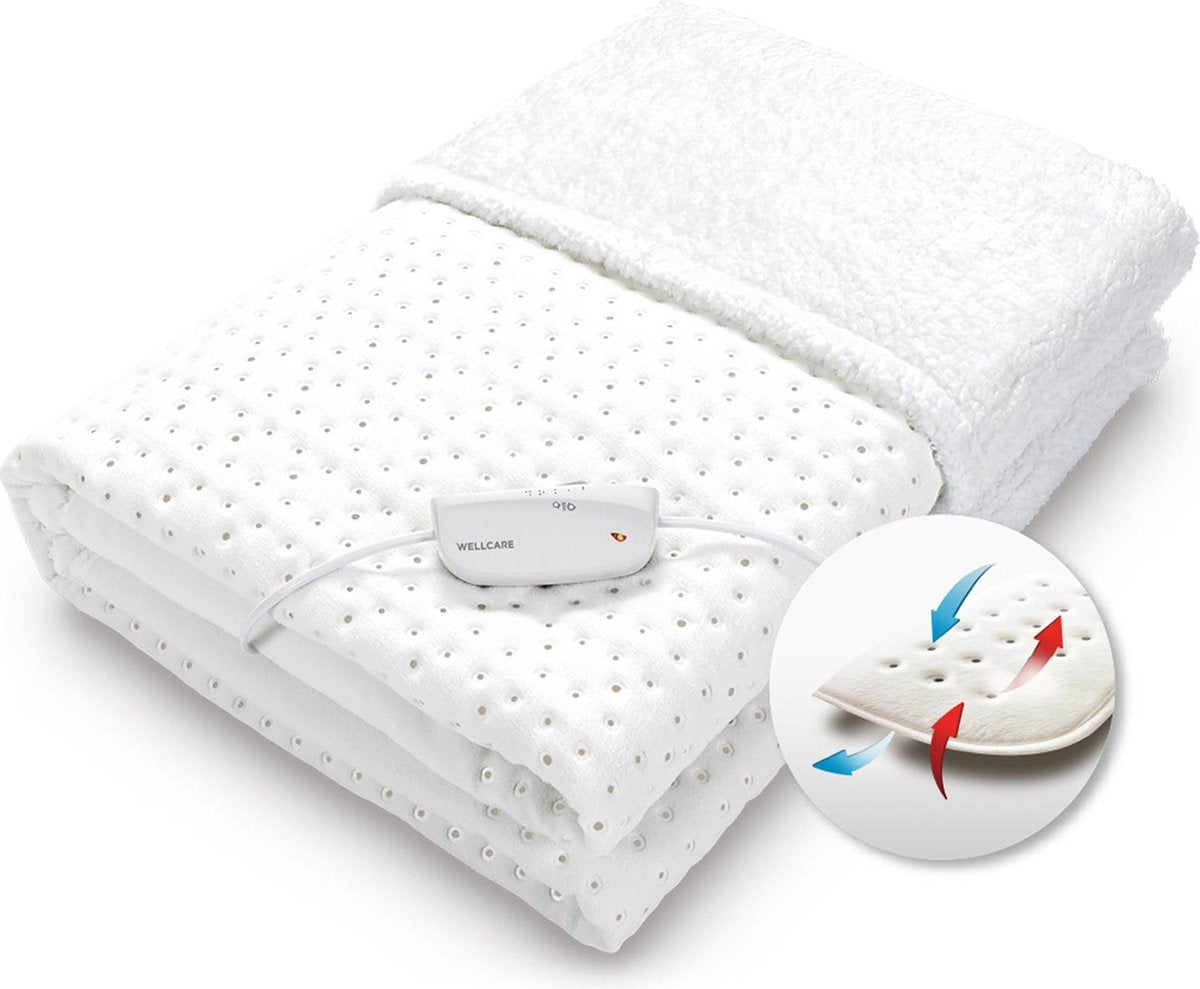Wellcare WE167OBHDS 4D DWF 1 persoons omslagdeken en onderdeken | 2 in 1 | Afmeting XL 140 x 200 cm | Superzacht cosy fleece | Wit