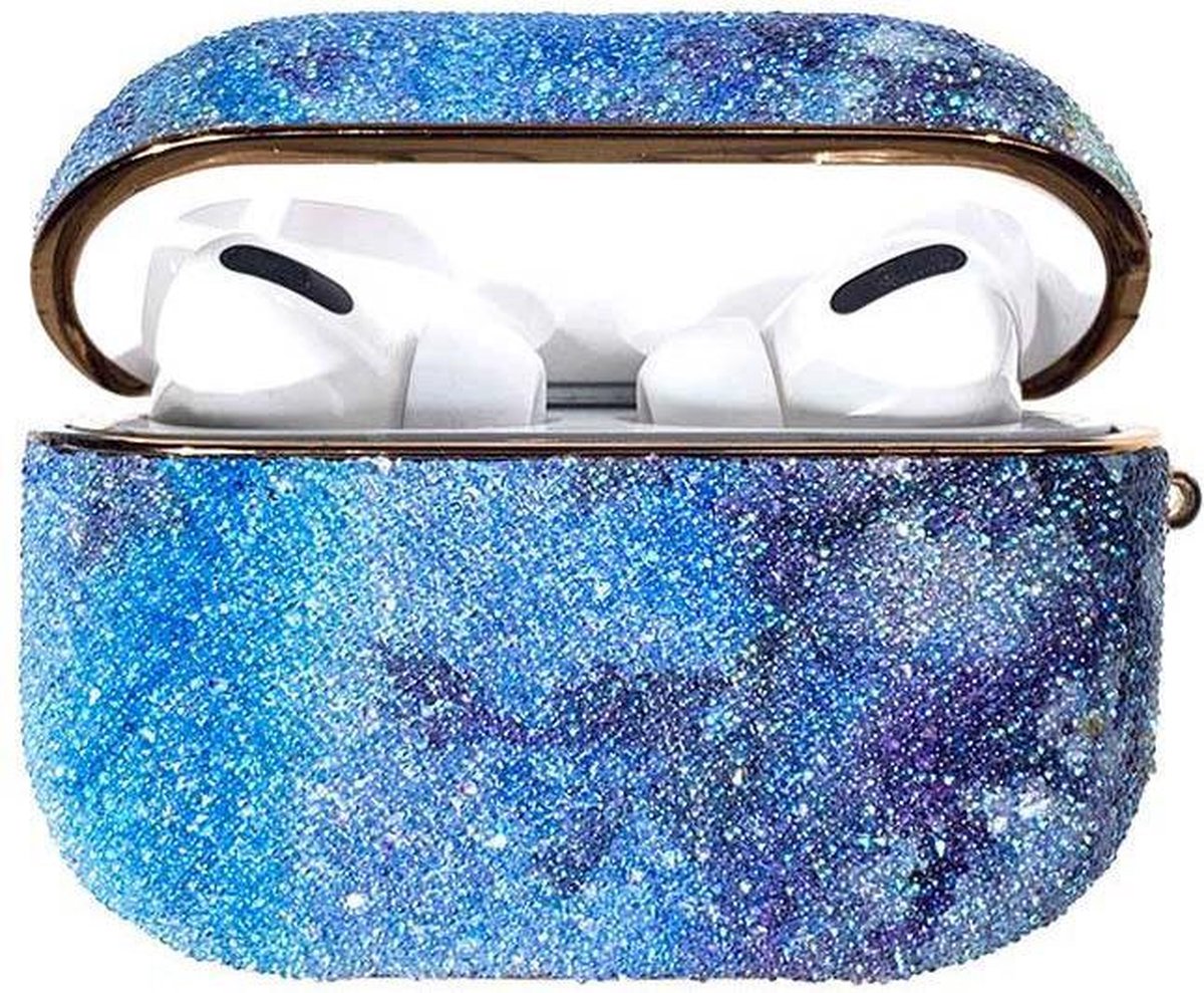 Kingxbar Rainbow glanzende glitter case voor AirPods Pro blauw