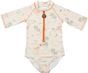 Ducksday - UV Surf Badpak met rits voor meisjes - UPF 50+ - Eendelig - Waikiki - 14 jaar