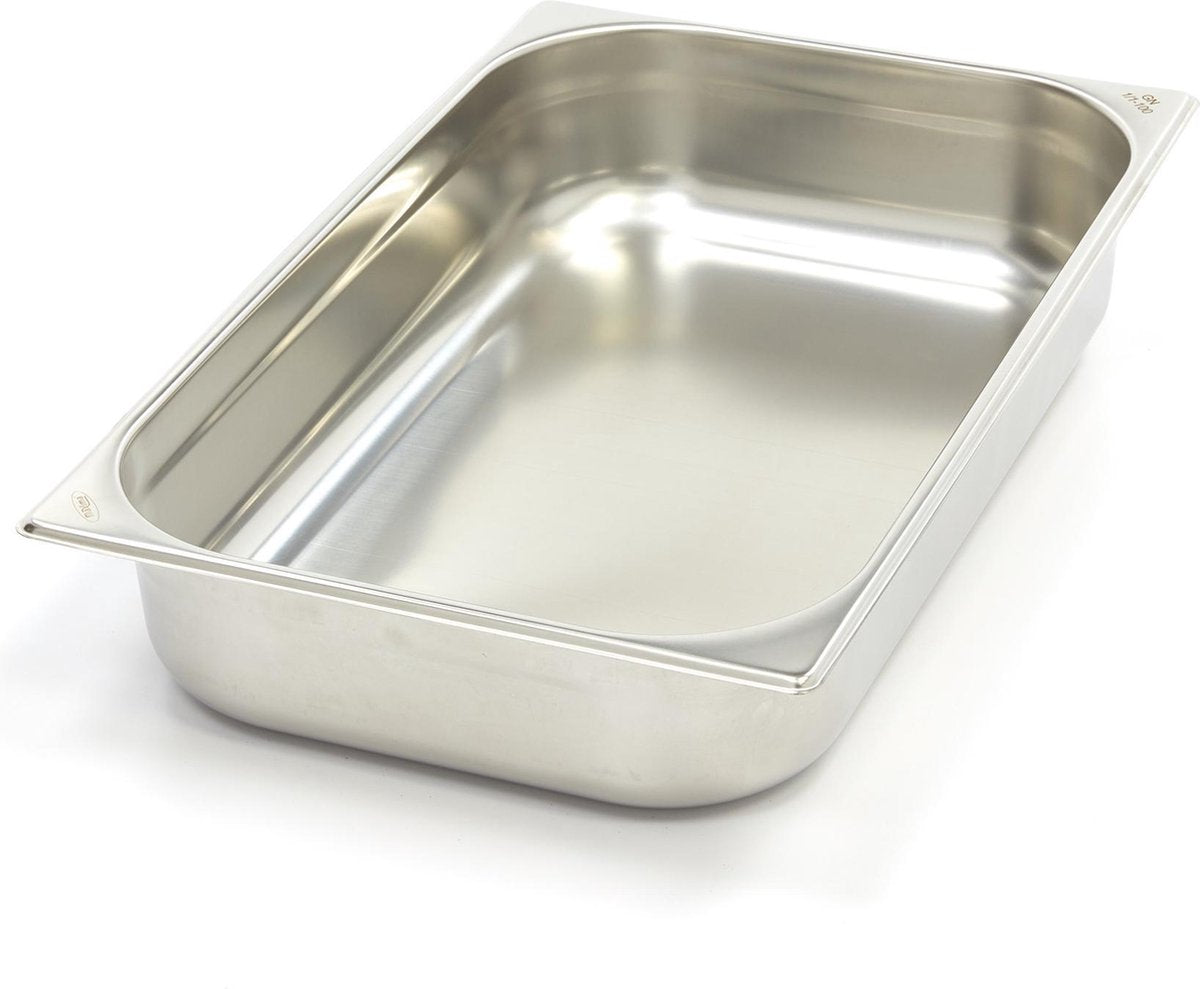 Gastronorm Bak 1/1GN - 100 mm - 530x325mm - RVS - Geschikt voor Oven + Koeling + Bain-Maries + Chafing Dishes - GN Bak - Maxima