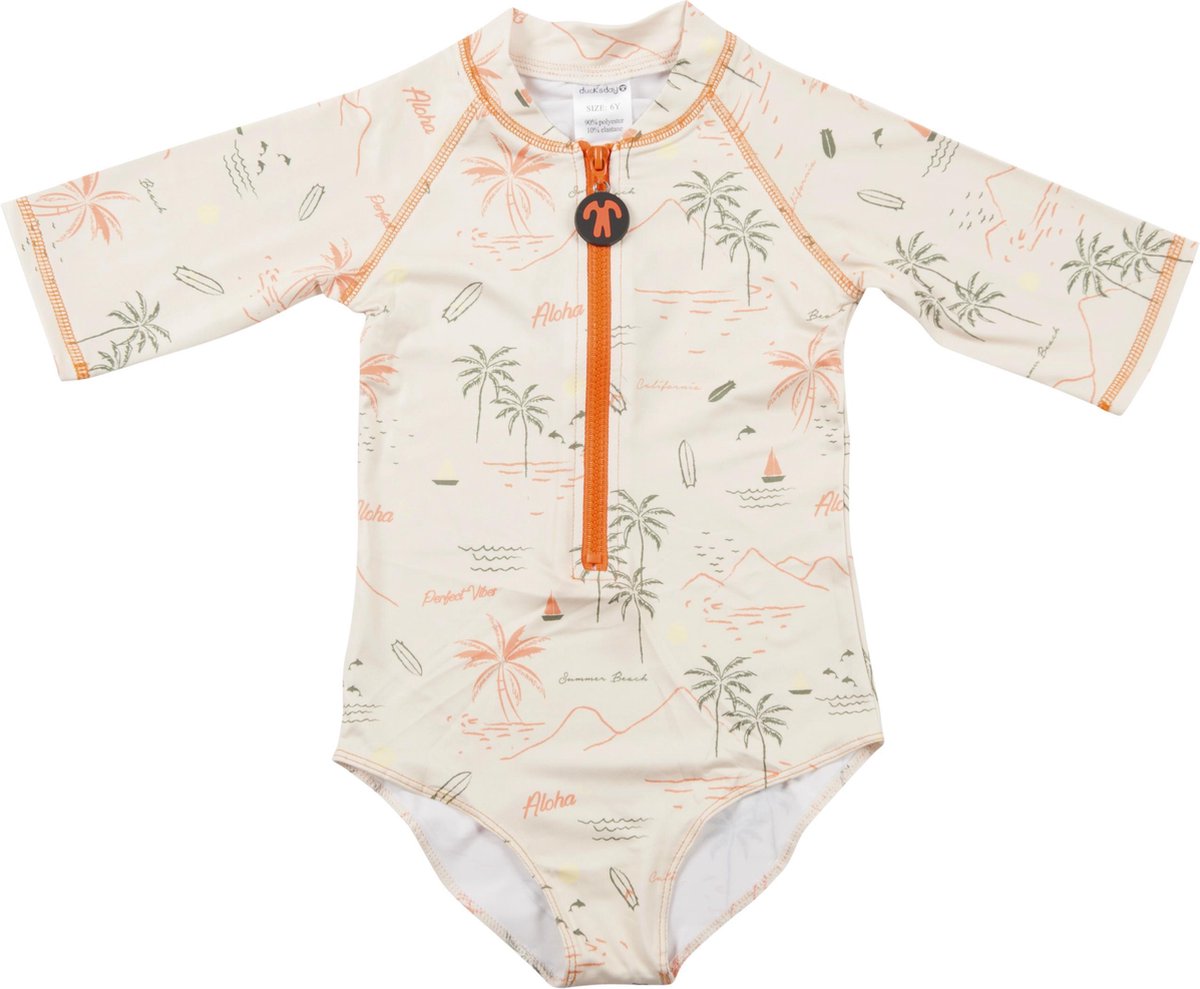 Ducksday - UV Surf Badpak met rits voor meisjes - UPF 50+ - Eendelig - Waikiki - 12 jaar