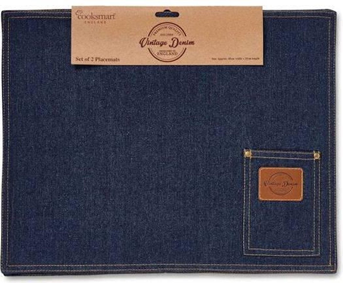 Cooksmart Placemats (2 st) katoen Oxford Denim