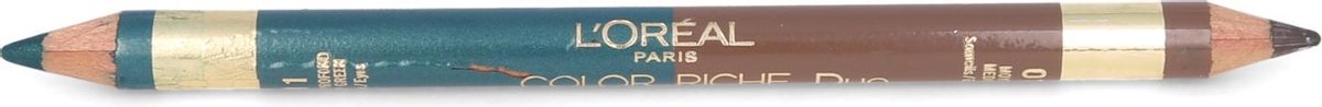 L'Oréal Color Riche Duo Eyes & Eybrow Pencil - 01 Medium - 11 Deep Green