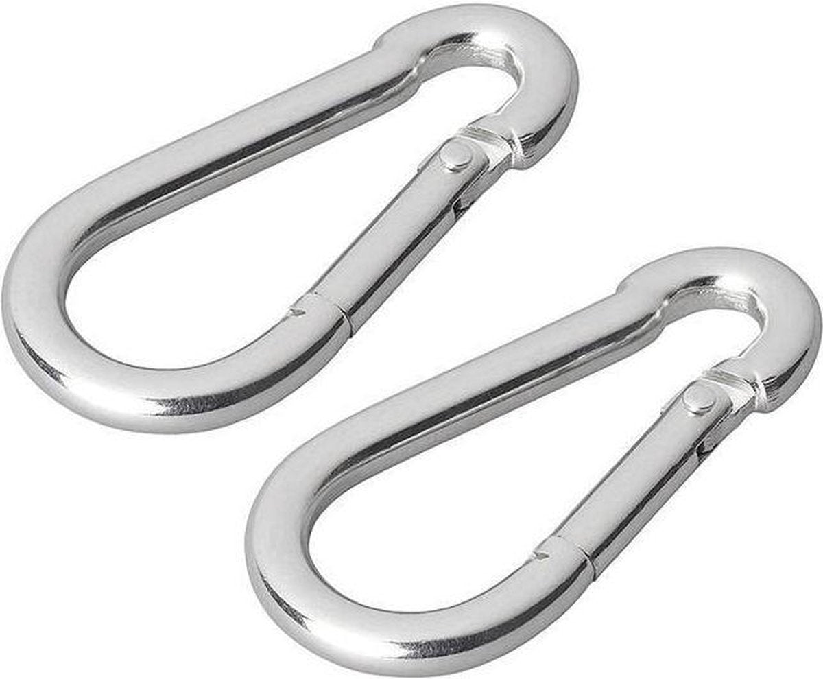 Pro+ Karabijnhaak rvs 8x80mm 2 stuks in blister