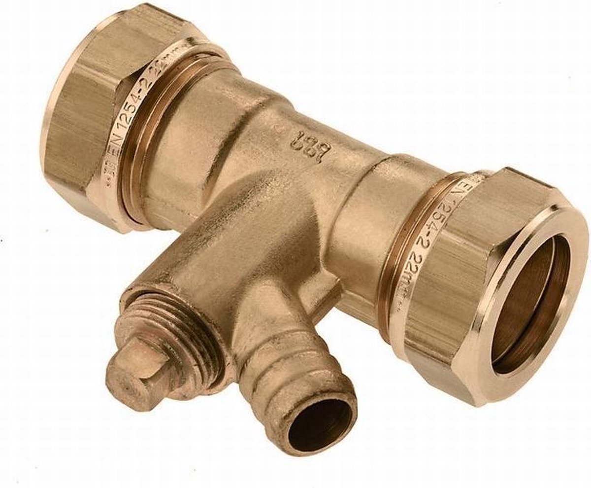 Bonfix messing knelknie met aftap 22mm