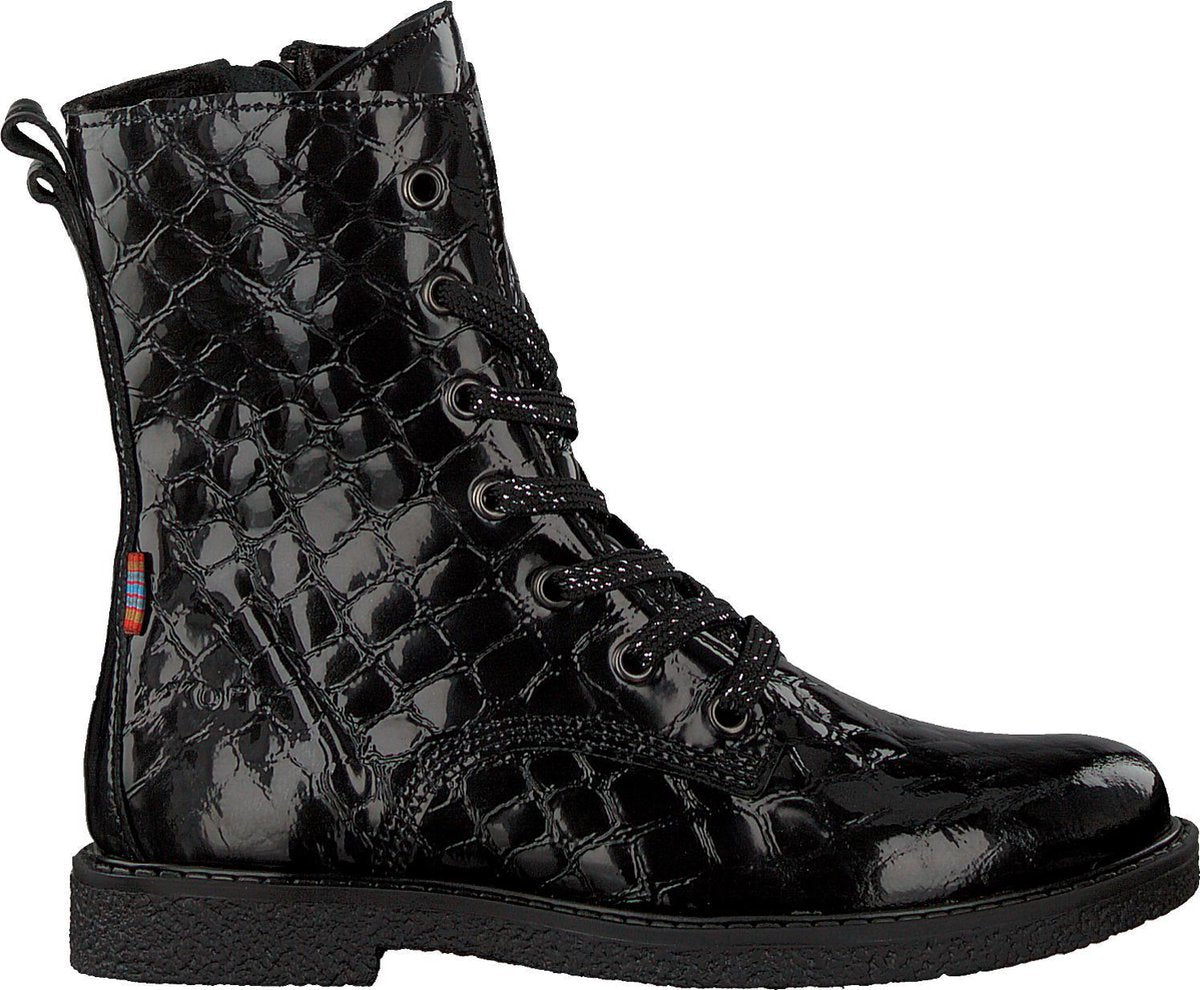 Koel4kids 11m002 Veterboots - Laarzen Met Veters - Meisjes - Zwart - Maat 31