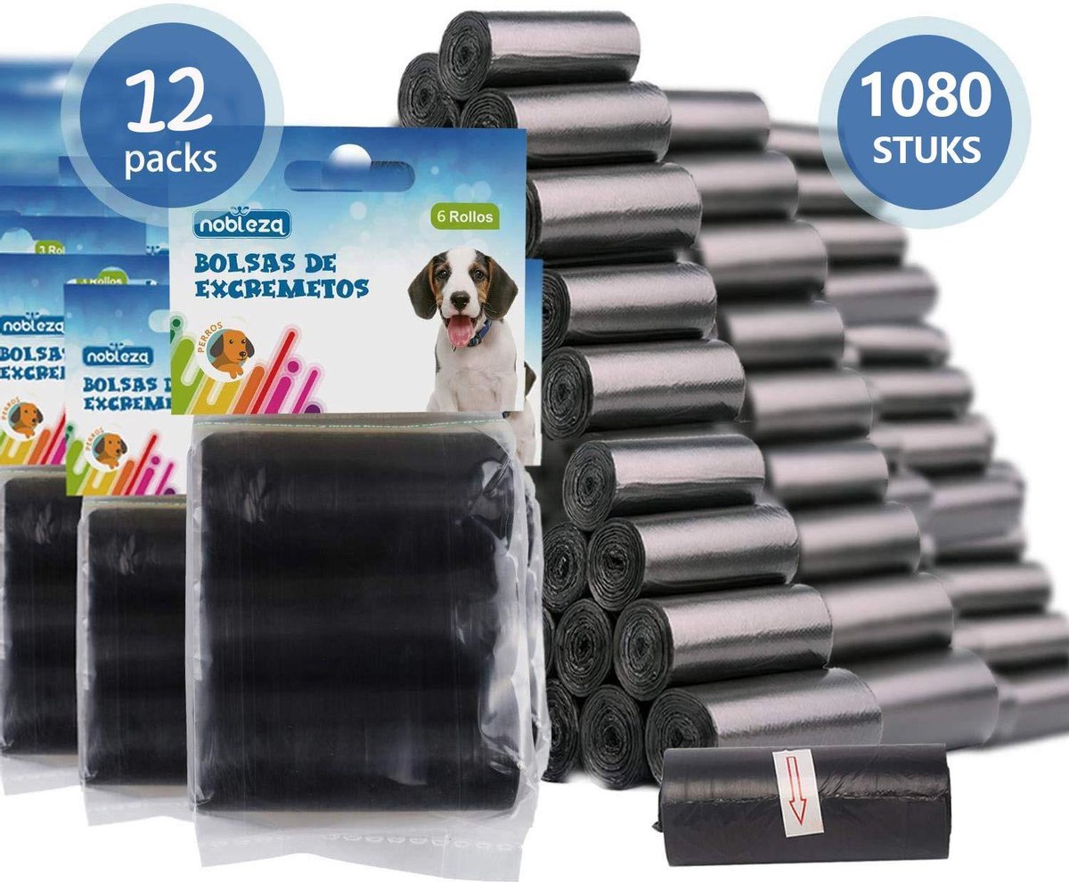 Nobleza 48ISD - Hondenpoepzakjes - 1080 stuks - 32 x 23 cm - Zwart