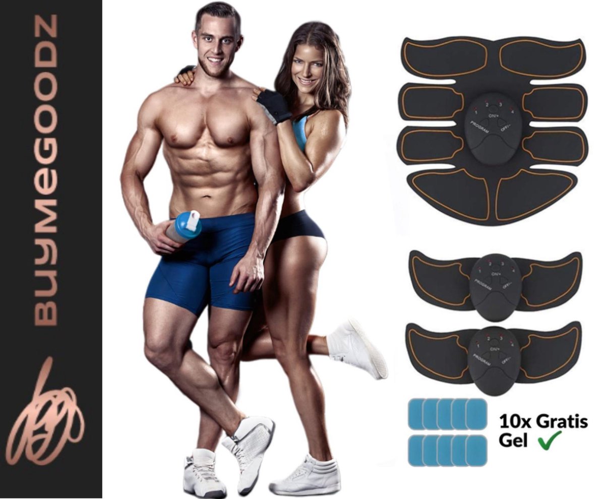 Elektrische buiktrainer Pro | Sixpack Trainer | Armen Trainer | Billen Trainer | Lichaam Trainer | Benen Trainer | Spieren Trainer | Fitness | ABS | EMS | Bodybuilding | Gym | Oefeningen Thuis | 6 Programma's | 10 Extra Gelpads | Unisex | Zwart Oranj