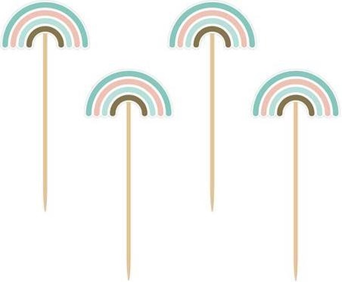 Haza Original Cocktailprikkers Regenboog Hout/papier 8 Stuks