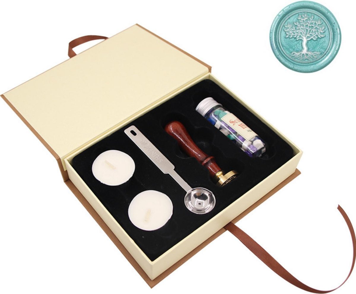 Wax stempel zegel set sealing wax - wax stempel set met cadeauverpakking - boom zegel