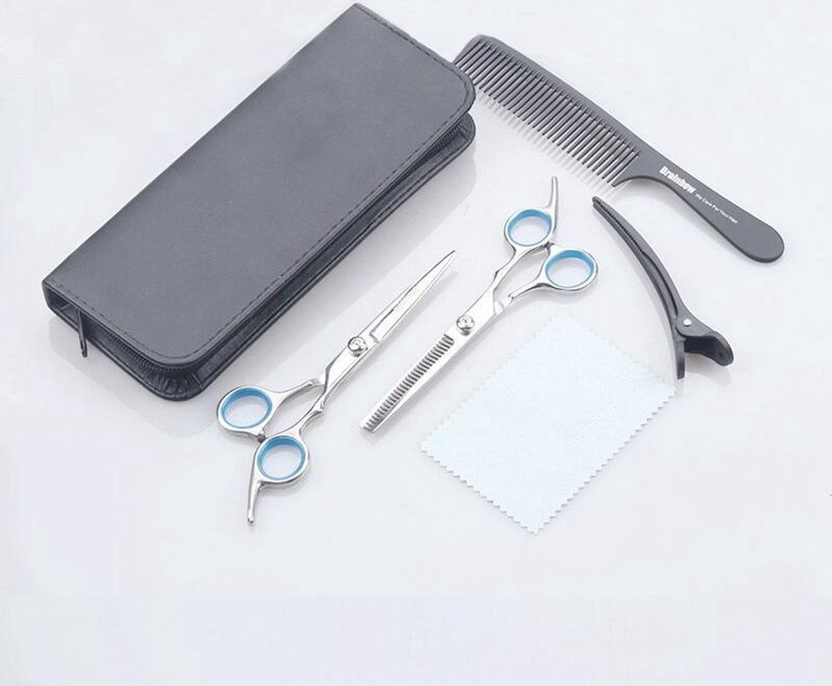 Kappersscharen set met kam in etui