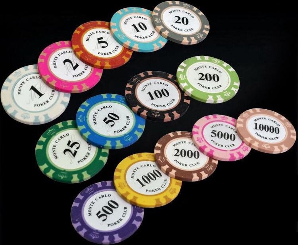 5 stuk Professionele Upscale Klei Casino Texas Poker Chips 14G waarde 1 2 5 10 20