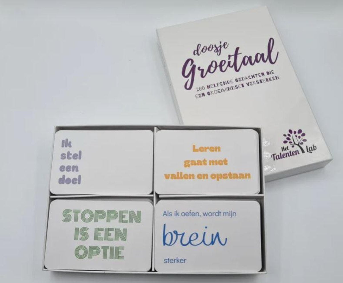 doosje Groeitaal - 200 helpende gedachten die een groeimindset versterken