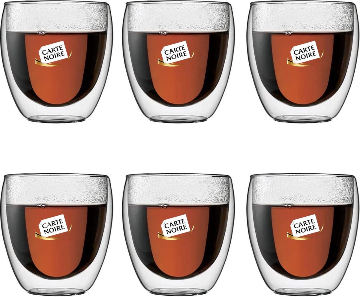 Bodum Theeglazen - Dubbelwandige Koffieglazen - 250 ml - 6 stuks - Carte Noire