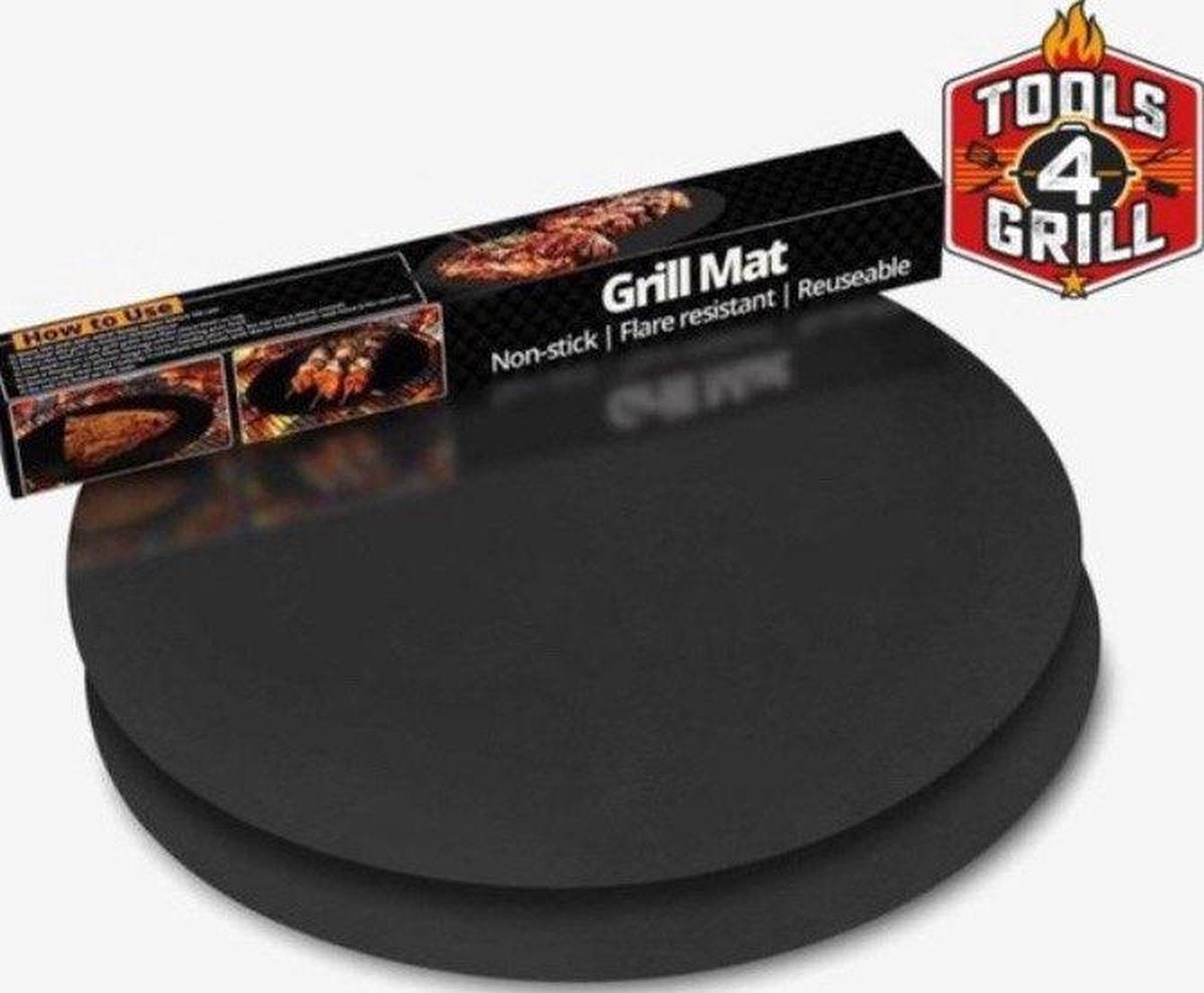 Tools4grill Grillfolie antieaanbakfolie Non  stick XXL  Teflon BBQ grilmat  rond XXL 24 INCH  / 60 CM