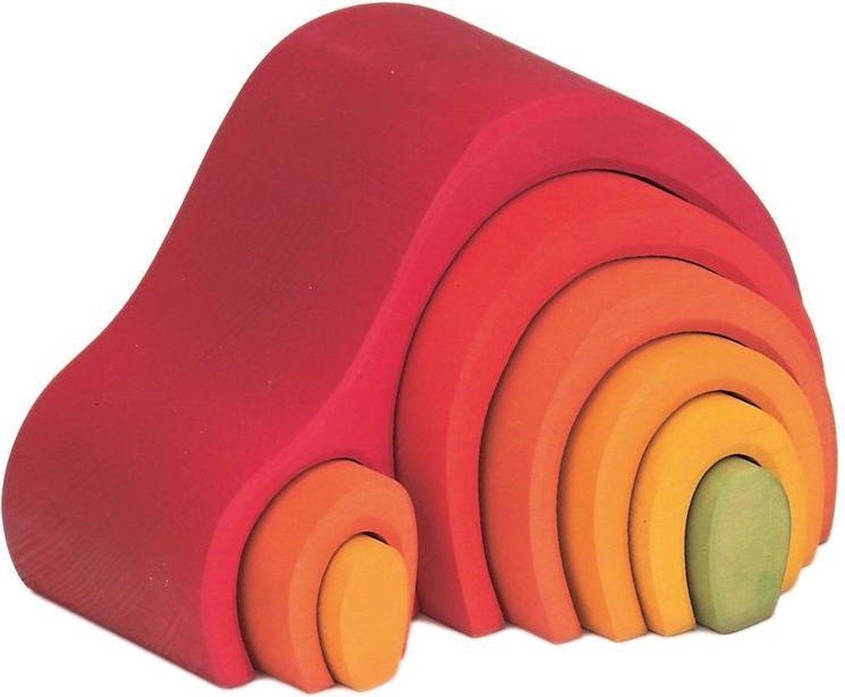 Glückskäfer Houten Stapelhuis Gebogen 19 Cm Rood/oranje 8-delig